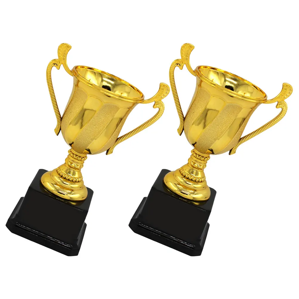 

2pcs Gold Delicate Competition Winner Office Reward Supplies Compact Sports Award Plastic Trophy Winners Competition Supply
