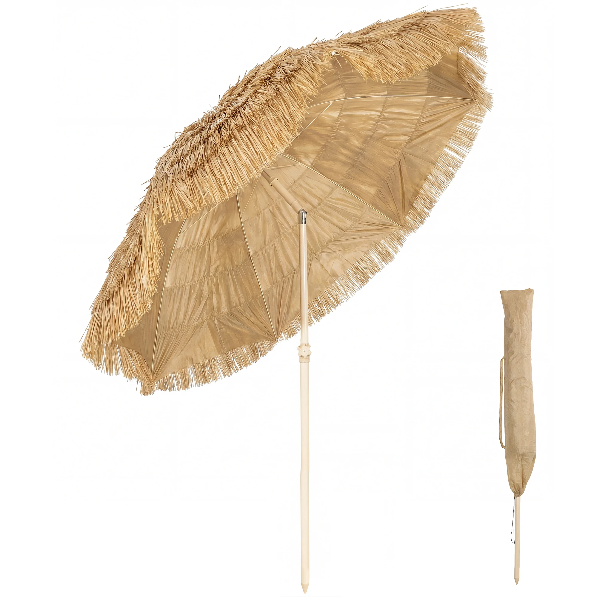 6FT Tiki Umbrella, Outdoor Hawaiian Style Patio Umbrella with Carry Bag