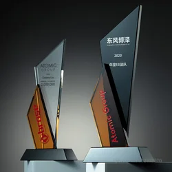 Crystal Trophy Custom Creative Glass Awards, Commemorative Making, Home Decor, Free Engraving Blade's Edge Reward New, 2024, 1Pc