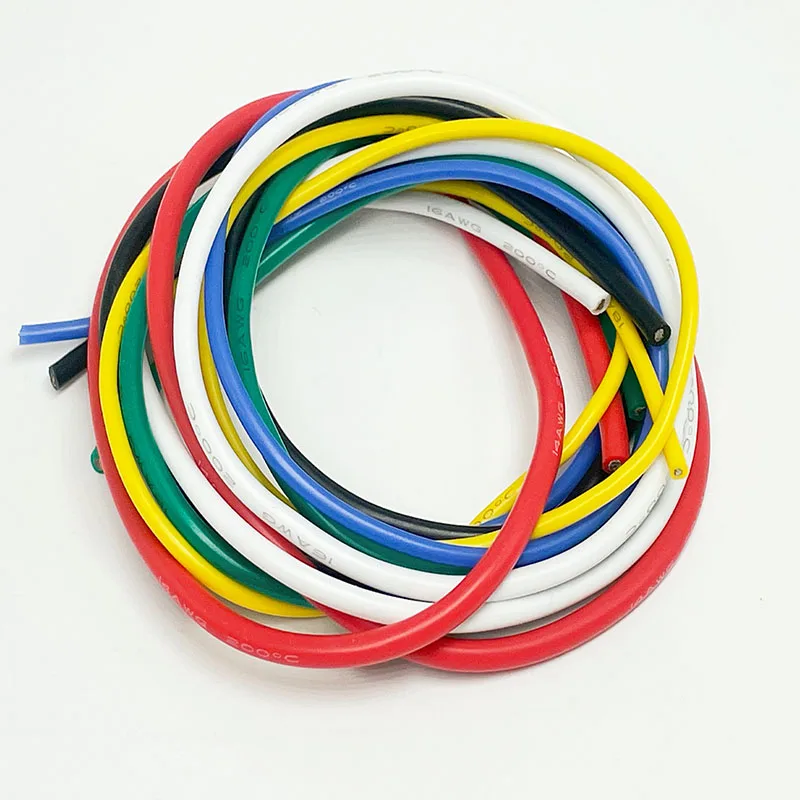 24awg 22awg 20awg 18awg  17awg 16awg 14awg Soft Silicone High-Temperature Resistant Cable 200°C 0.08 mm Tinned Copper Wire