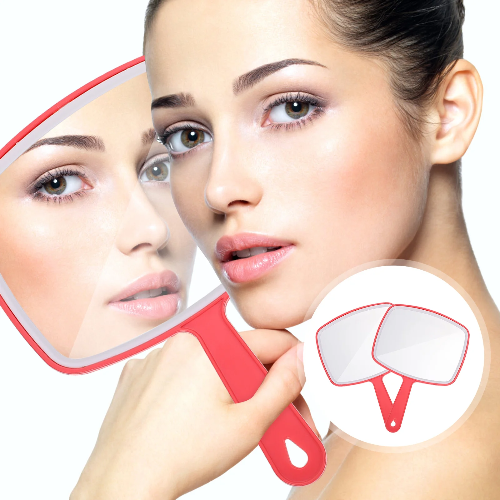 2 個のハンドヘルド化粧鏡ポータブル耐久性のあるコンパクトなデザイン旅行アクセサリー高精細バニティミラー