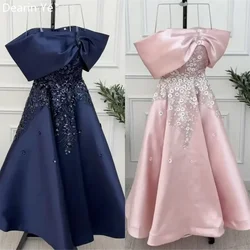 Customized Saudi Arabia Formal Dress Dearin Spaghetti Strap A-line Floor Length Skirts Bows Draped Fold Bespoke Occasion Dresses