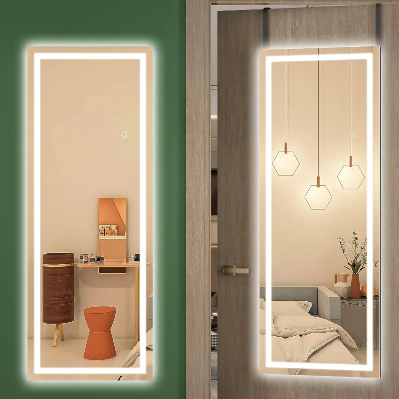 Door Mirror Full Length, 47 x 18 Inch Full Body Wall Mirror Over The Door Hanging Mirror for Bedroom, Living Room, Cloakroom