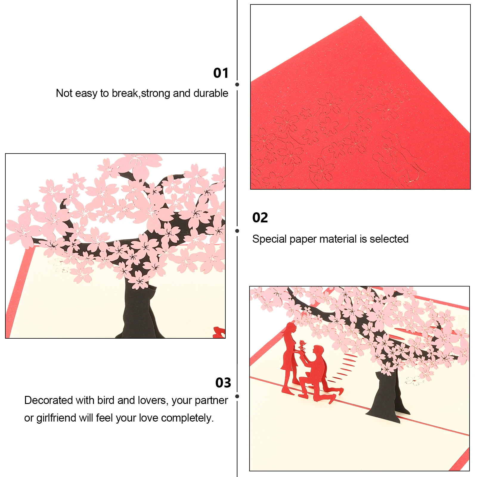 

Cherry Blossom 3D Cards Anniversary Romantic Gifts Birthday Wife Lovers Pop Up Paper Craft Valentines Special Size Greeting