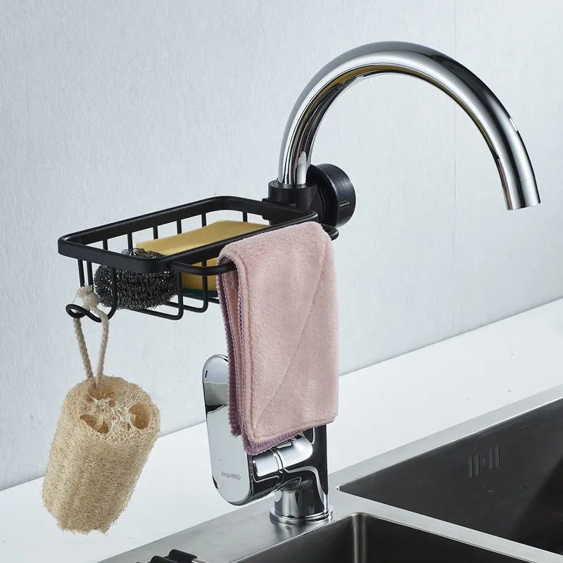 Kitchen Sink Drain Rack Sponge Storage Faucet Holder Soap Space Aluminum Drainer Shelf Basket Organizer Bathroom Accessories