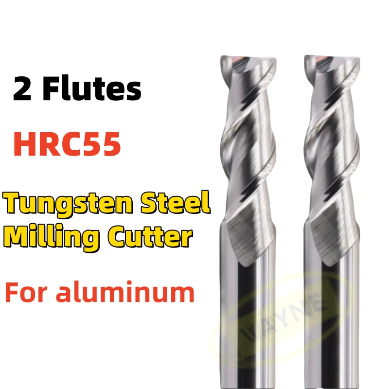 

2-флейтовые концевые фрезы из цементированного карбида HRC55, алюминий 1,0-20 мм, высокоточный металлический резак, фрезерный инструмент из сплава, ключевая фреза