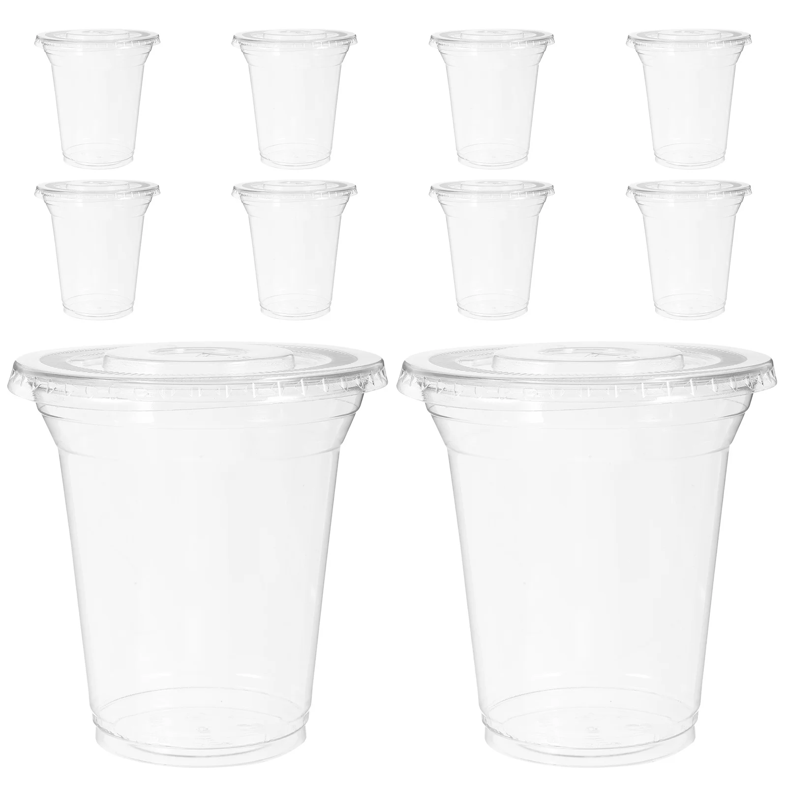 

10 Pcs Plastic Cup Set Clear Beverage Juice Cups with Lids Coffee Commercial Milk Tea Cover The Pet Disposable