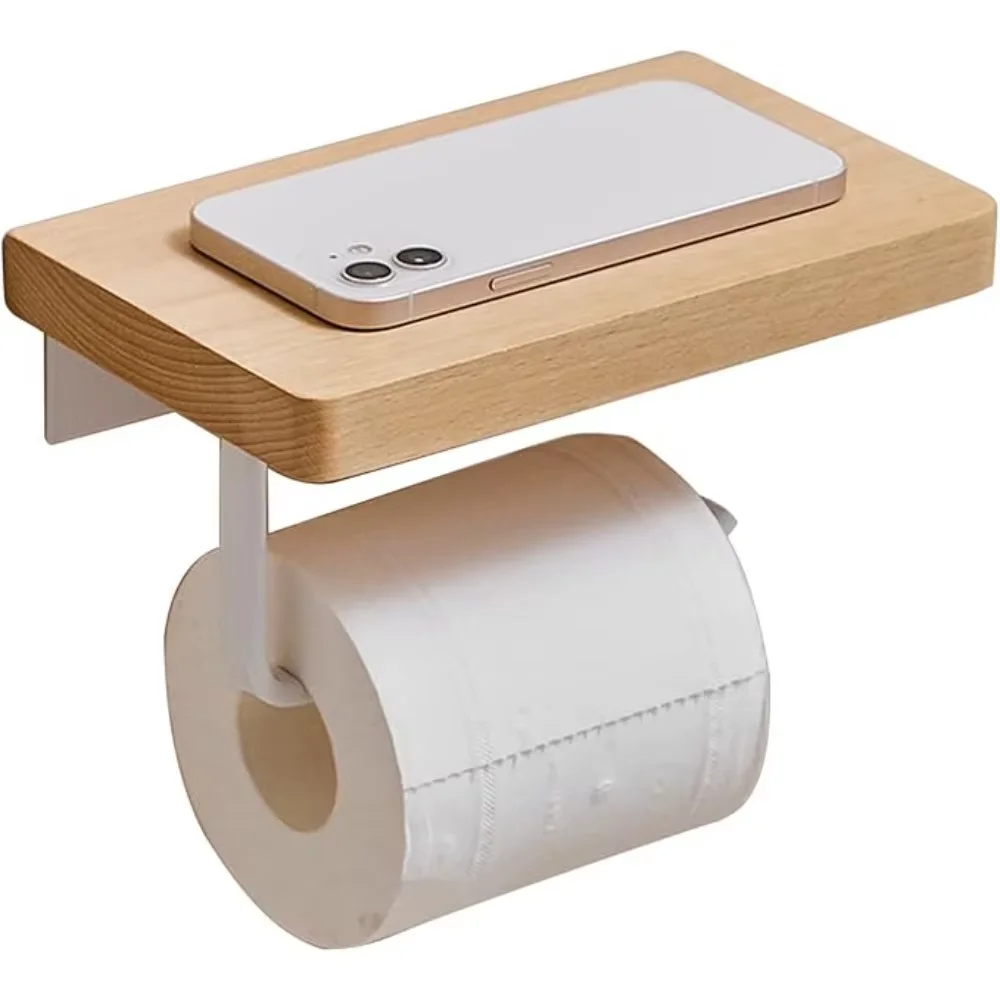 Log Beech Toilet Roll Box Facial Tissue Paper Holder Toilet Roll Paper Solid Wood Frame Paper Towel Roll Paper Holder Phone Rack