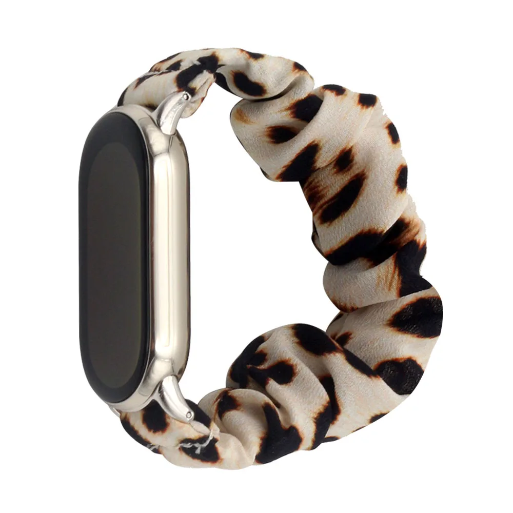

Leopard Scrunchie Dressy Bracelet for Xiaomi Smart Band 10/9/8 Wristband Printed Fabric Strap for Women Mi Band 9/10/8 Watchband