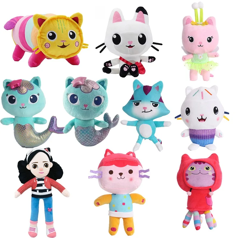 

Anime Gabby Dollhouse Plush Toy Cosplay Plushie Doll Pandy Paws Mercat Catrat Kitty Fairy Cat Stuffed Animal for Kids Birthday