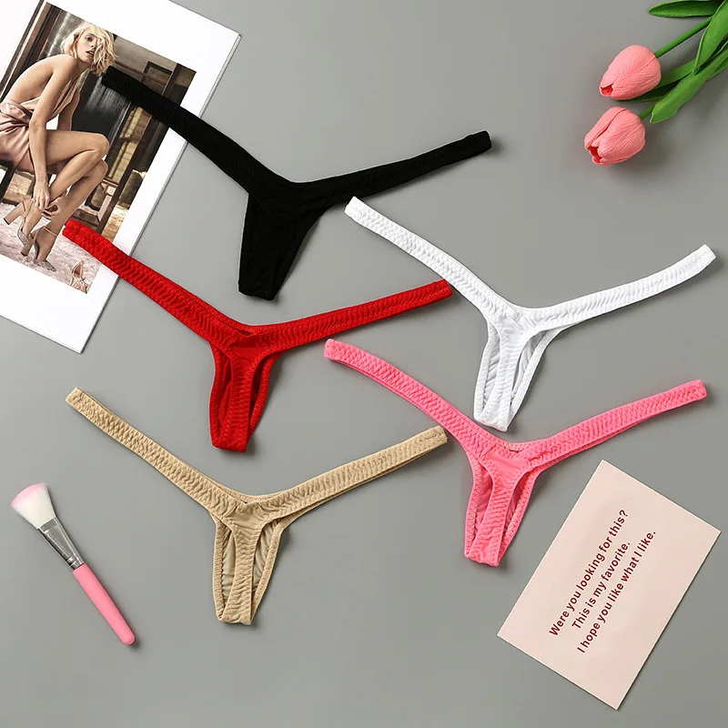 New Sexy Hot Low Waist Mini Panties Deep V Thong Women's Breathable One Line Bikini Bottom Thongs Female Panty Women Underwear