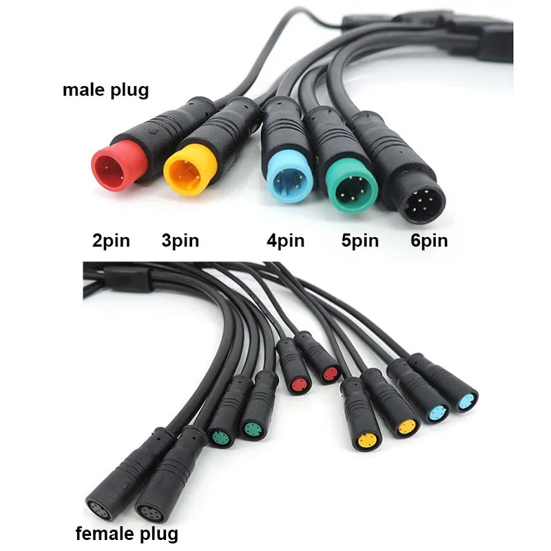 Konektor kabel kawat, tahan air Y Splitter e-bike m8 2/3/4/5/6 Pin 1 laki-laki ke 2 cara untuk kabel Sensor rem listrik Motor