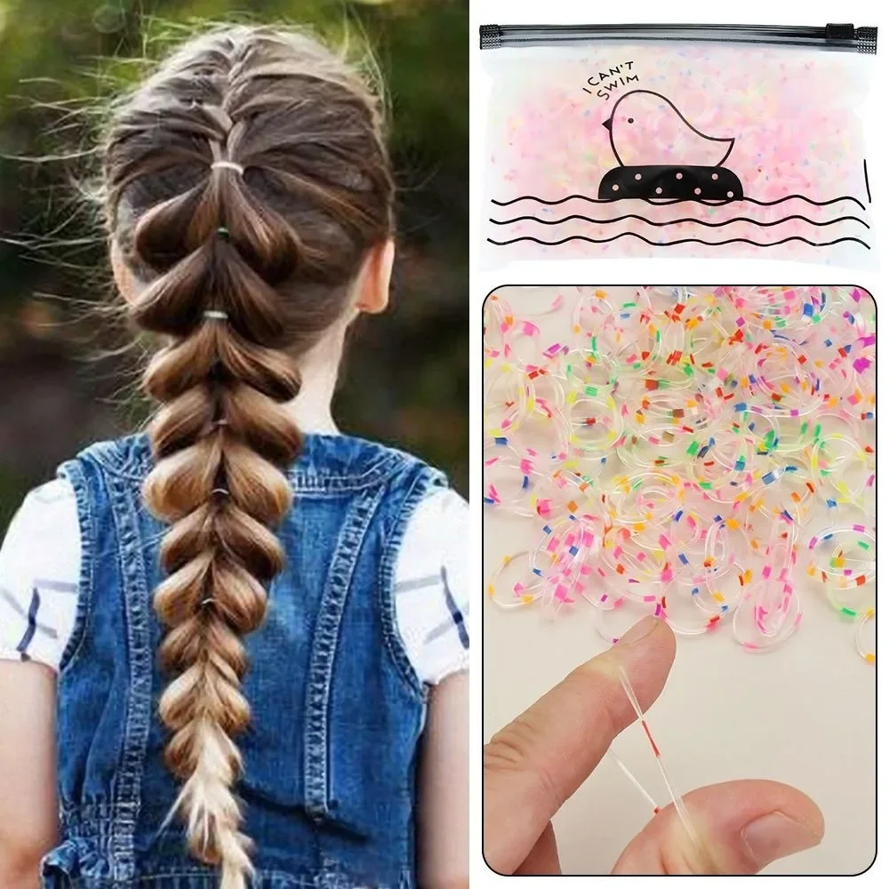 1000Pcs/Pack Small Size​​ Disposable Rubber Bands​​ ​​Non-Slip ​​Rubber Material​​ ​​Ponytail Holders​​ Elastic Soft