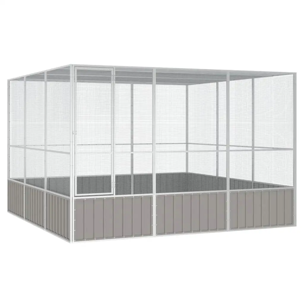 Galvanized Steel Bird Cage - Gray, 119.1x127.8x83.3 cm - Durable Outdoor Aviary for Birds