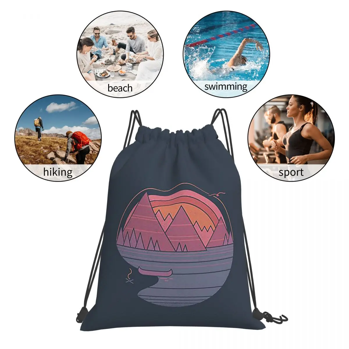 The Mountains Are Calling Backpacks Casual Portable Drawstring Bags Sports Bag Book Bags For Travel Students