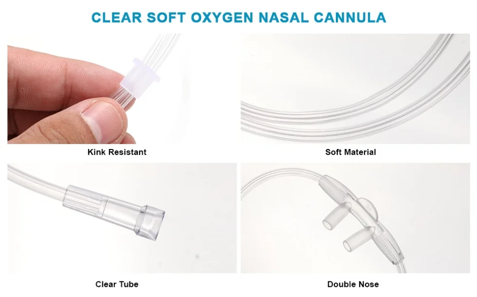 6 Stück Weiche Erwachsenen-Sauerstoff-Nasenkanülen Standard-Nasenschlauch für Langzeit-Sauerstofftherapie-Patienten 2M/5M/8M (2 in einer Packung) – Detail 6