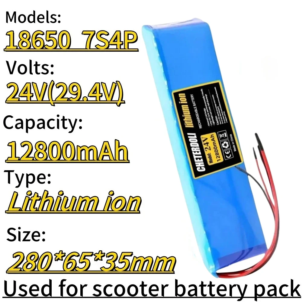 

Lithium ion battery 18650 battery 7S4P 24V 12800mAh, built-in BMS, suitable for Modified Scooter Electriand electric wheelchair.