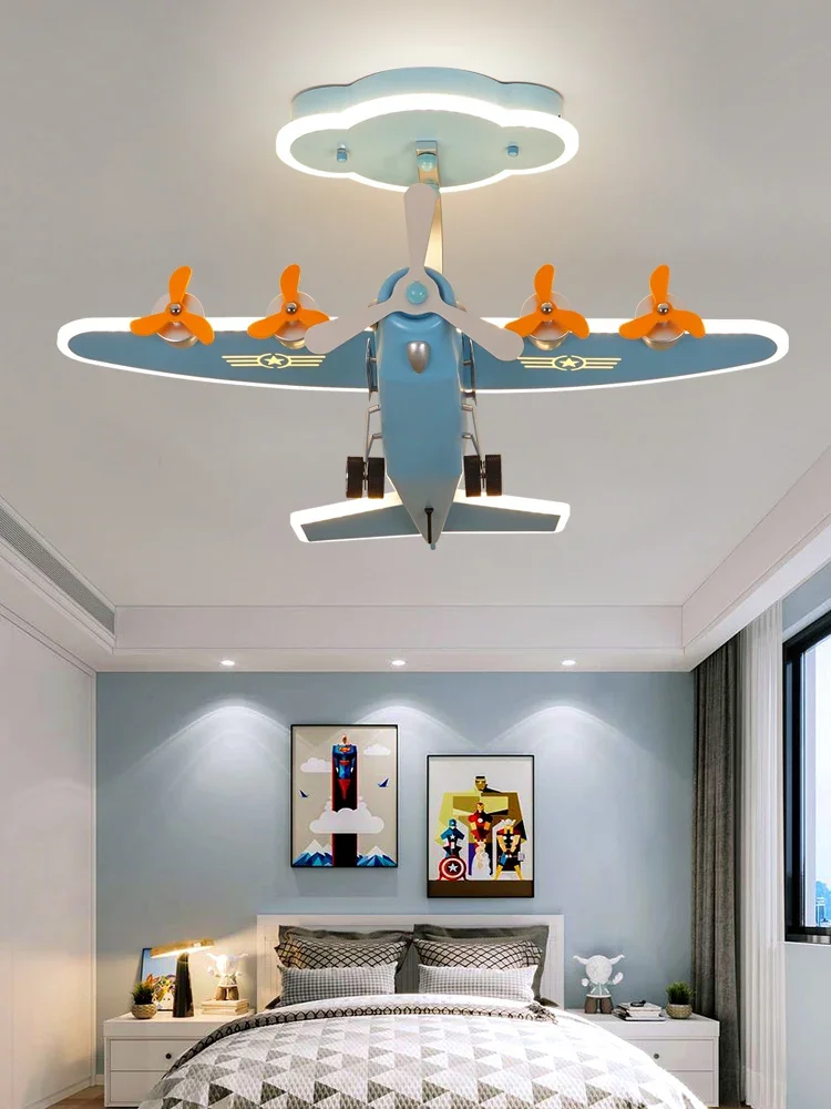 Imagem -02 - Luzes Modernas do Avião Led para Crianças Lâmpada do Quarto Simples e Criativa Forma dos Desenhos Animados Candelabros para Meninos Personalidade Simples