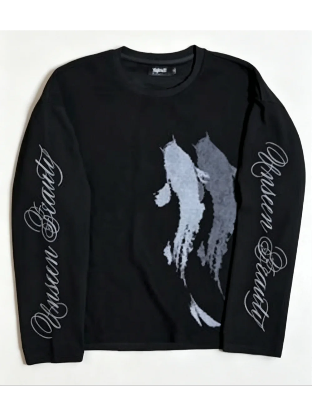 2026 Neues Y2K American Retro Koi-Buchstaben-Print Langarm-T-Shirt mit dunklem Subkultur-Punk-Street-Nischen-Design, vielseitiges Casual-Oberteil