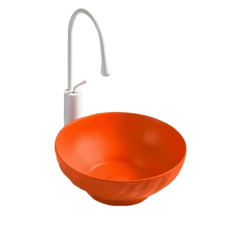 

On the table, ceramic integrated art washbasin, household bathroom washbasin