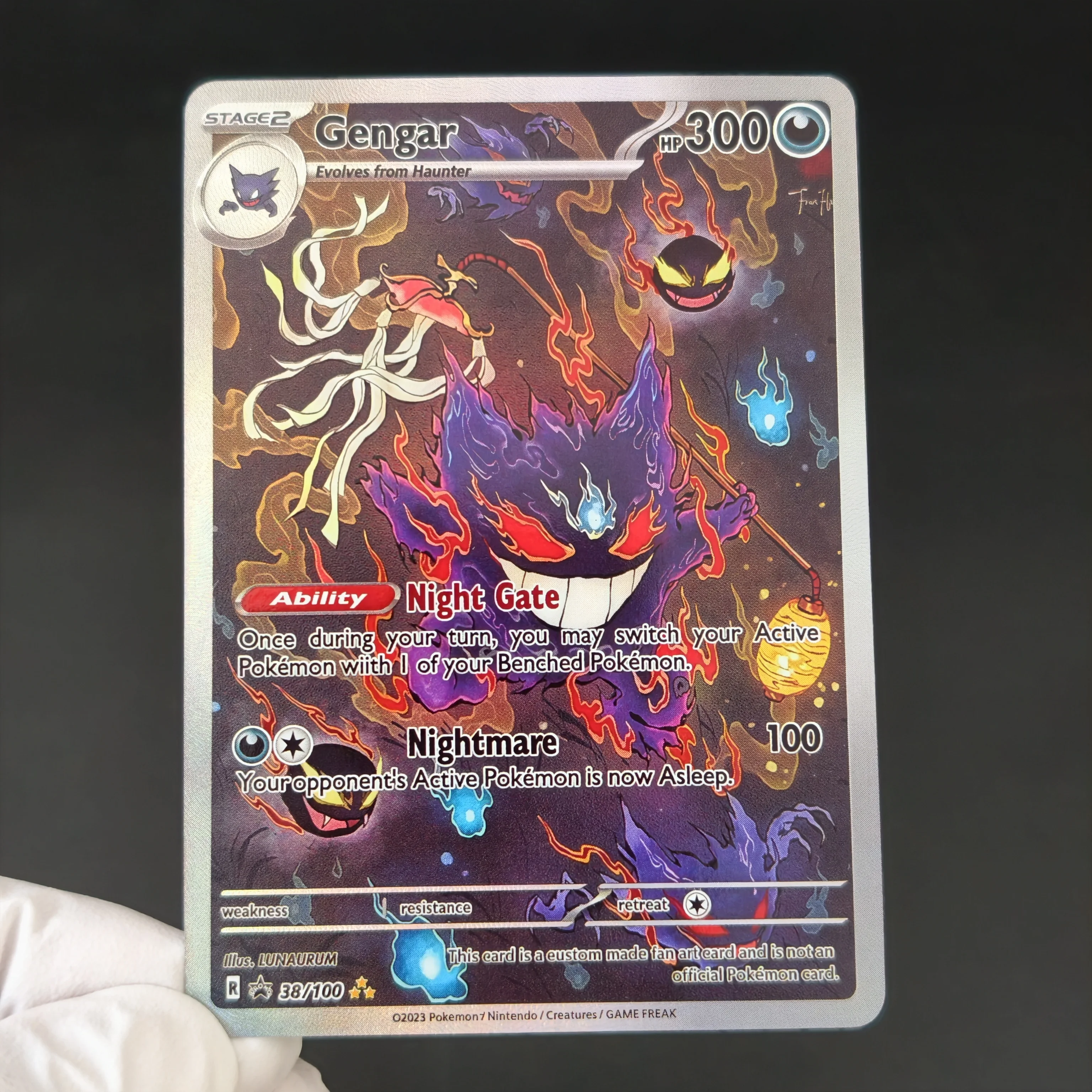 Self Made PKM Cards PTCG Pokemon Gengar Gyarados Sceptile Absol Lucario Ink Wash Style Full Art Holo Textured Cards view 6