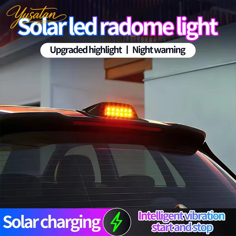 Car Roof Solar LiDAR Cover Light Decoration LED Roof Navigation Wireless Rear End Collision Warning Flashing Light