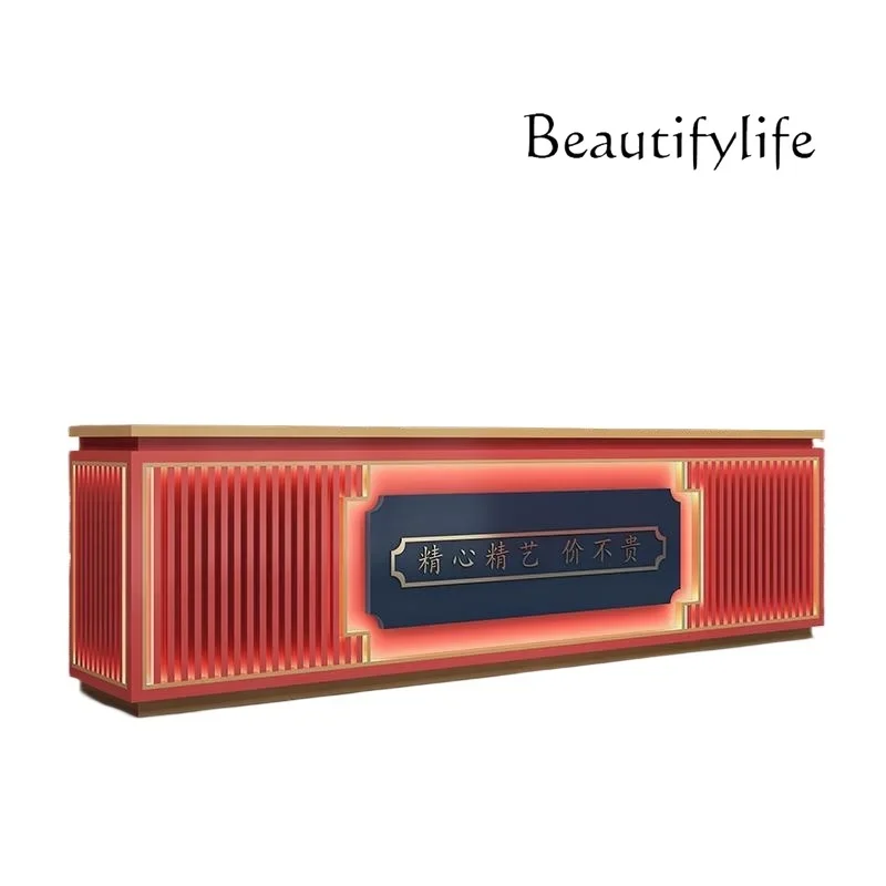 

Chinese Style Hotel Cashier Counter Shop Counter Foot Bath Shop Reception Desk