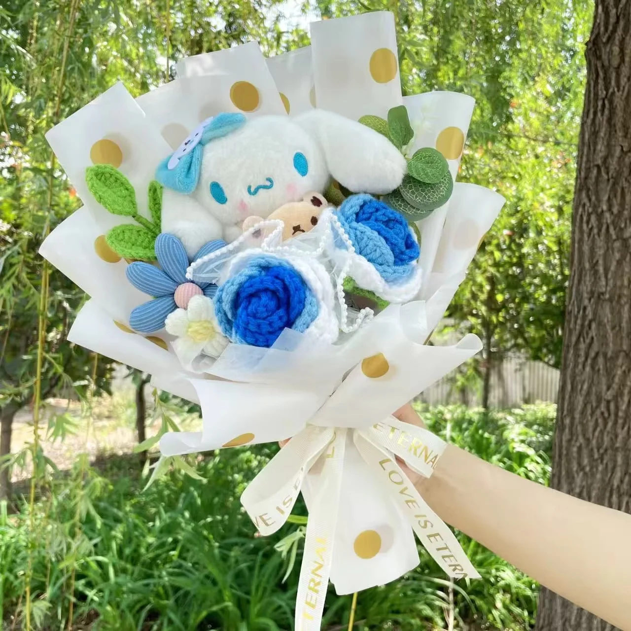 Cartoon My Melody Kuromi Cinnamoroll Kt Cat Plush Doll Toy Flower