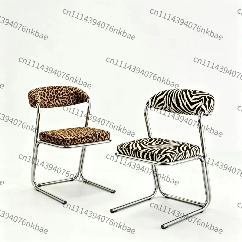Designer Leopard Print Bauhaus Dining Chair, Creative Leisure Backrest Chair for Living Room Vanity Makeup