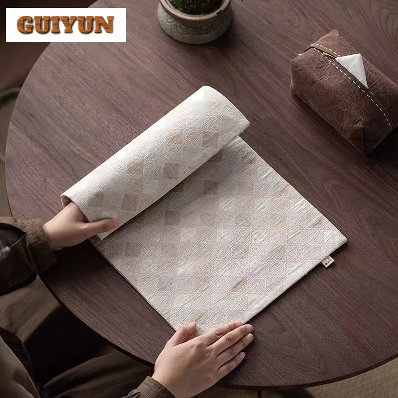 

Plaid Pure Cotton Jacquard Tea Table Mats Handmade Drink Coaster Household Dinner Table Cloth Mat Chinese Tea Set Supplies Gift