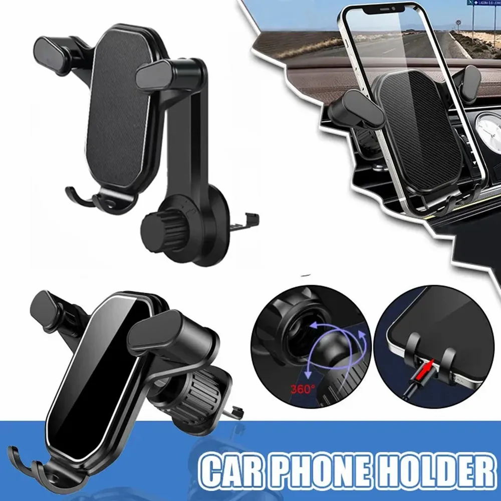 360° Rotation Gravity Car Phone Holder Car Air Vent Extension Clip Mount Stand GPS Support Anti-drop Mobile Phone Holder Stand