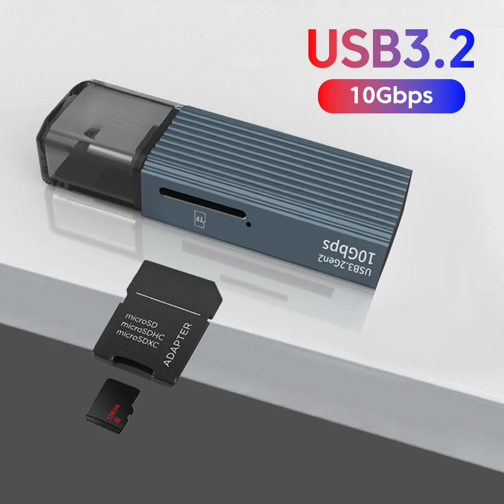 Type C Multi-functional Card Reader USB 3.2 OTG Card Reader Type-C to TF + USB 3.2 Camera Memory Copy Card Reader Adapter