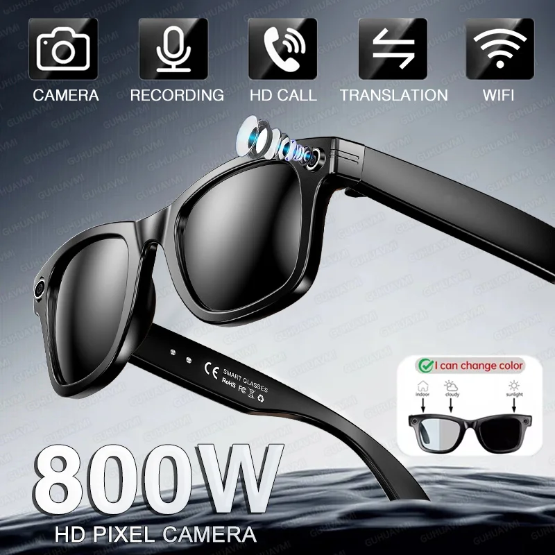 

New Smart Glasses with 8MP Camera Video 150+ Languages Translation Sunglasses Chat GPT Call Music Men Women Blue light glasses