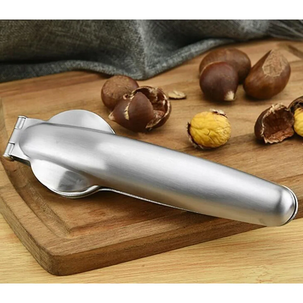 

2Pcs Stainless Steel Chestnut Clip Cross Serrated Nut Cracker Chestnut Opener Non-Slip Handle Kitchen Gadget Metal Walnut Plier