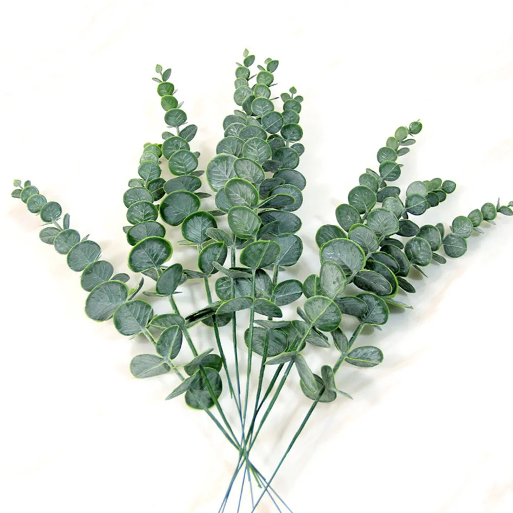 

10pcs Simulated Eucalyptus Leaves Artificial Plant Decor For Wedding Home Party Office Indoor Outdoor Use Fake Eucalyptus Leaf