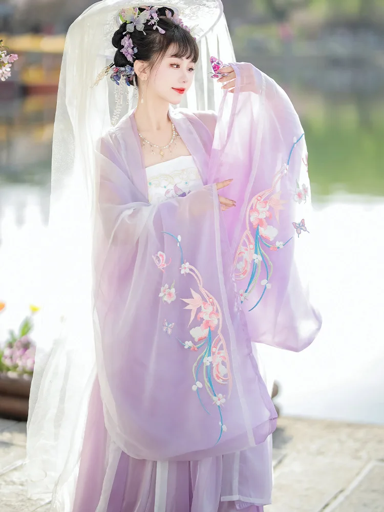 NT235 Original Tang Dynasty Hanfu Female Ancient Dress Big Sleeve Shirt Super Fairy Purple Chebule Skirt Recovery Fairy