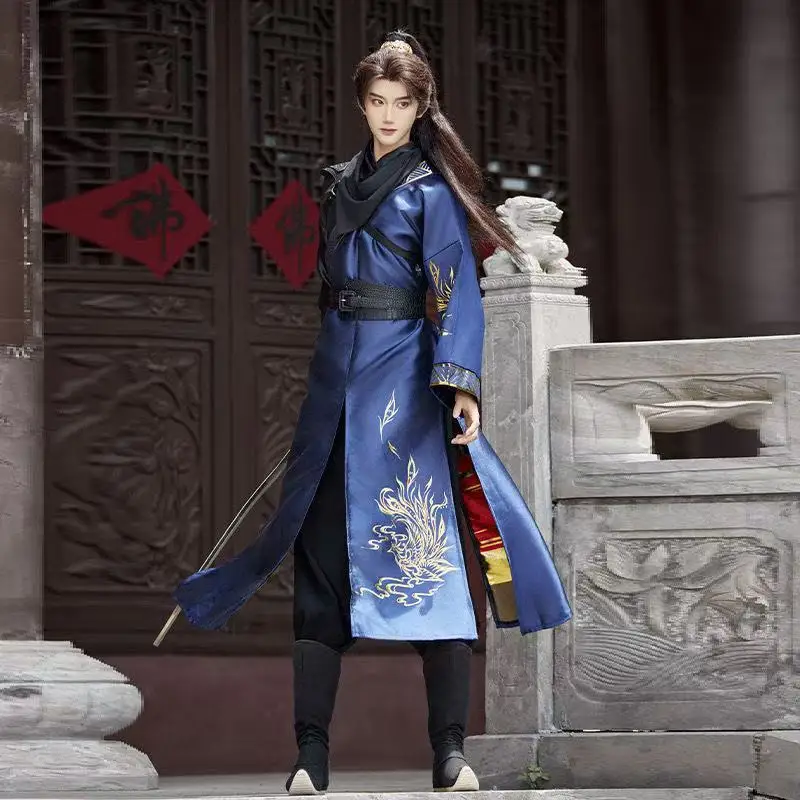 

Original Hanfu Men Women Upgraded Gold Woven Long Robe Traditional Chinese Crosss Collar Suit Halloween Martial Cosplay Costume