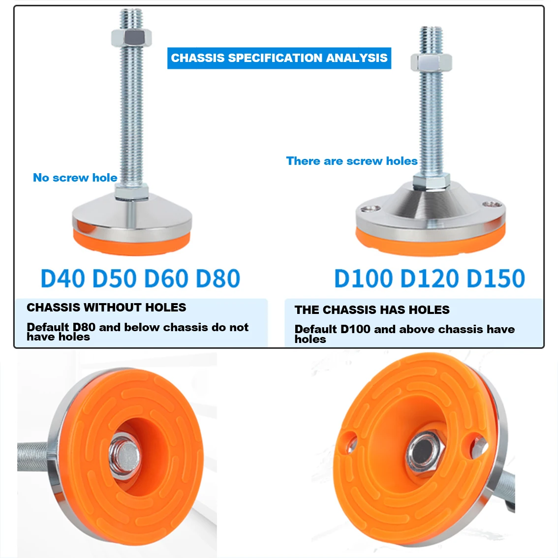 1PCS Adjustable Leveling Feet M8 M10 M12 M14-M20 Thread-Anti-Slip Machine Support Cup for Furniture/Equipment Vibration Damping