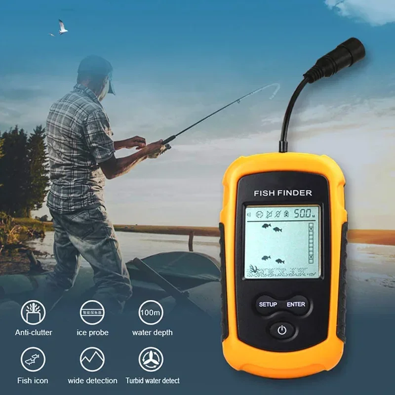 100M depth ultrasonic wired fish finder to detect fish school sonar fish finder