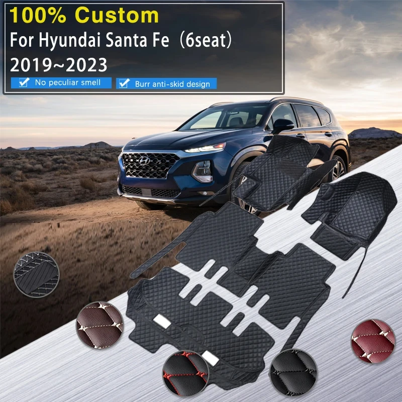 

For Hyundai Santa Fe TM 2019 2020 2021 2022 2023 6seat Car Floor Mats Waterproof Pad Foot Covers Mat Carpet Rug Auto Accessories