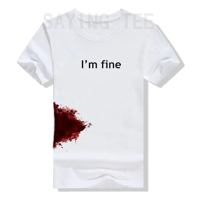 I\'m Fine Graphic Novelty Sarcastic Movie Halloween Costume Humor Scary Funny T Shirt Gifts for Women Men Clothing Graphic Tee