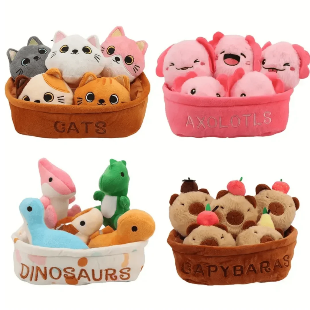 20cm Kawaii Cartoon A Basket of Cats Plushie Plush Toy Stuffed Animal Toys Cats Kids Cute Christmas Birthday Gift Home Decor