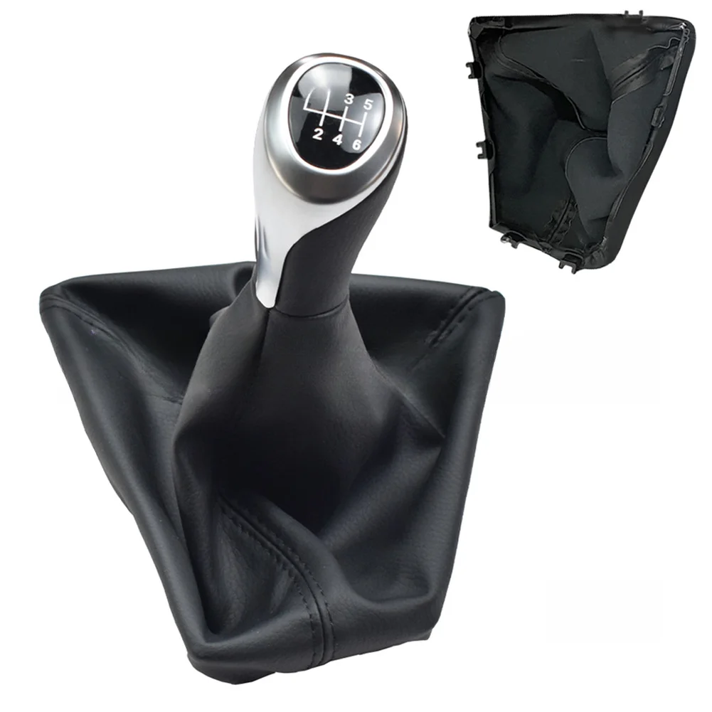 Custom Look Manual 6 Speed Shift Knob for BMW 1 Series F20 F21 2011 2016 with Leather Boot Black Silver Interior Accessory