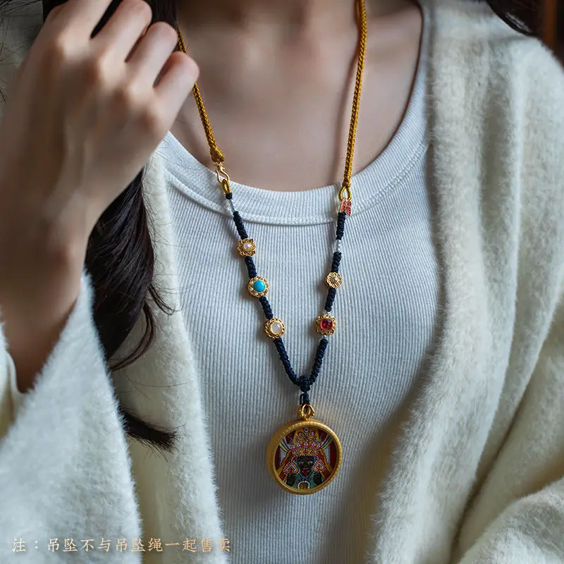 Hand-woven Tibetan Style Pendant Rope Chinese Style Necklace Rope With Charm Hand-rubbed Cotton Lucky Woven Neck Rope Thangka