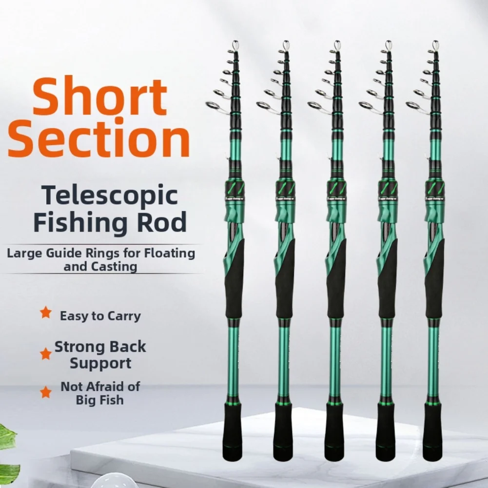 

Телескопическая дорожная удочка 1,8-2,1 м, твердая спиннинговая удочка из углеродного волокна, аксессуары для рыболовных снастей