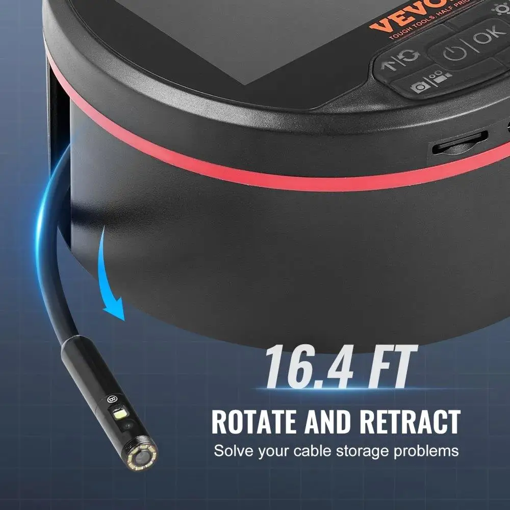 Câmera Endoscópio Triplo Lente, Boroscópio, 4,3 "Tela IPS, 8 Mais 2 Luzes