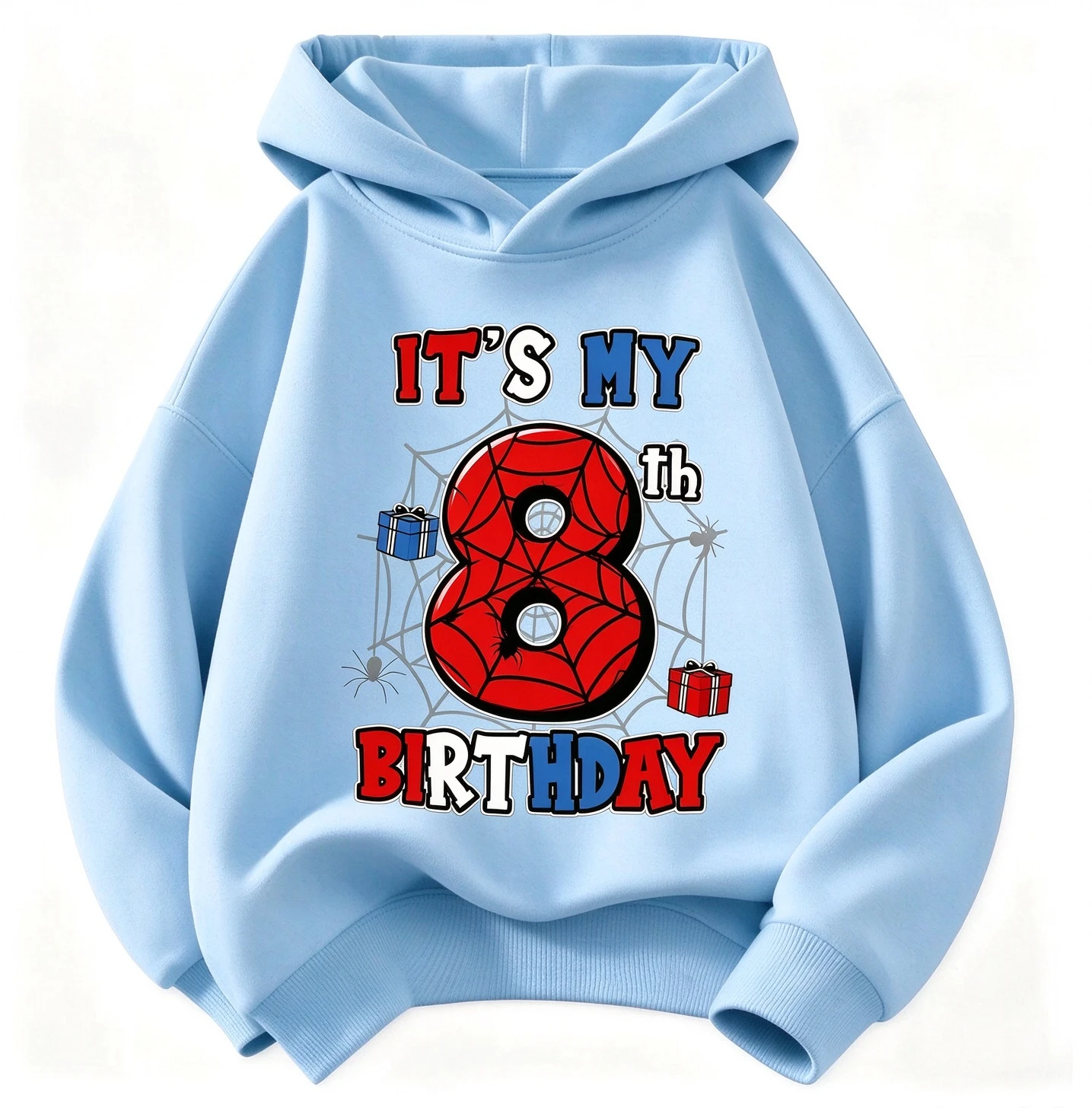 Boys Cartoon Spider Birthday Hoodie, Kids It's My 1-10th Birthday Number Print Pullover Sweatshirt, Children Casual Hooded Tops