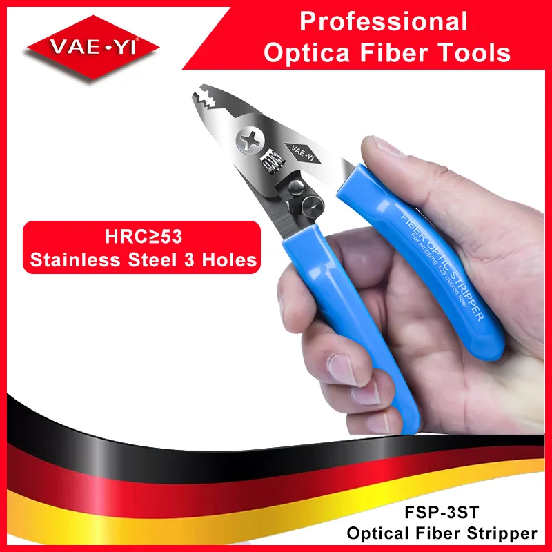 

VAEYI 3 Holes Fiber Stripper Stainless Steel,Cable Stripper Optical Cable Stripper Wire Strippers Fiber Optic Tools FSP-3ST