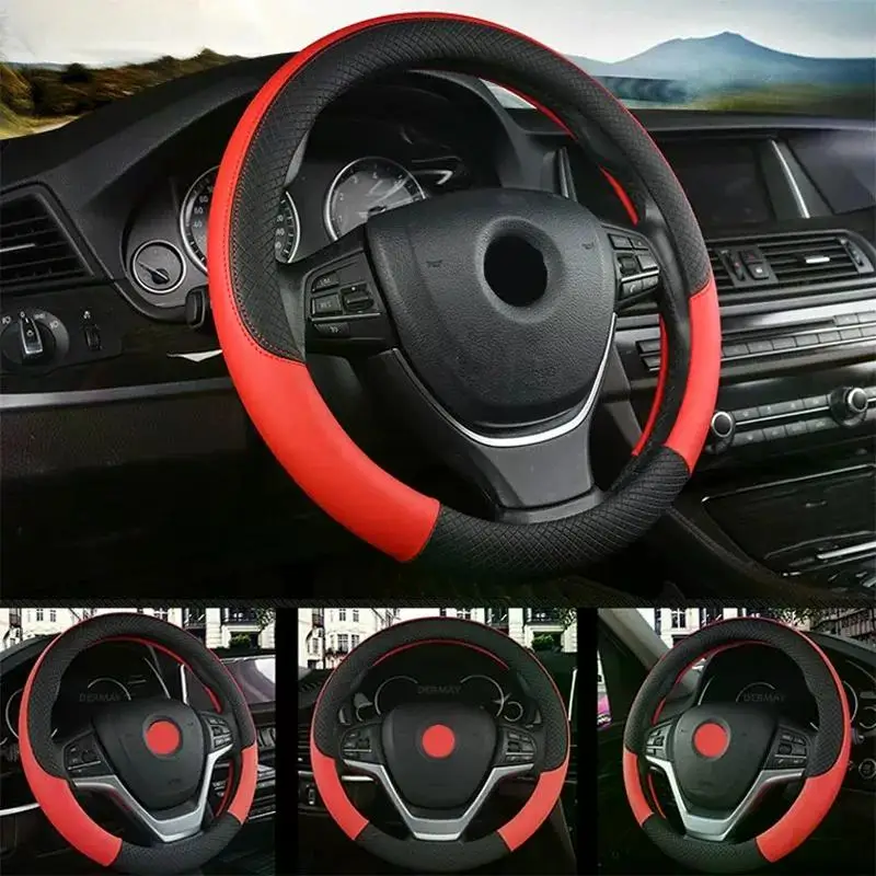 New Steering Wheel Cover Soft And Comfortable Leather Suitable For All Makes And Models Standard Size 15 Inches