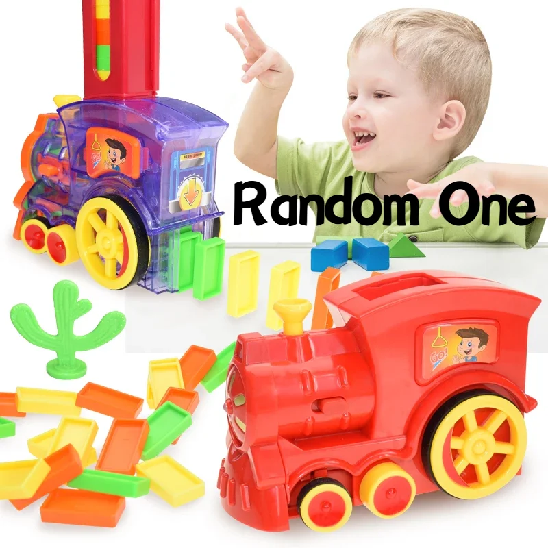 Domino Train Car Set with Sound and Light Automatic Laying Colorful Domino Block Children's Educational Toys for Kids Domin